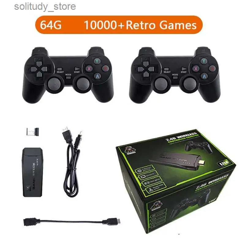 Portable Game Players Boyhome Wireless Video Game Console 4K HD Display on TV Projector Monitor Classic Retro 10000 Games Double Controller Player Q240326