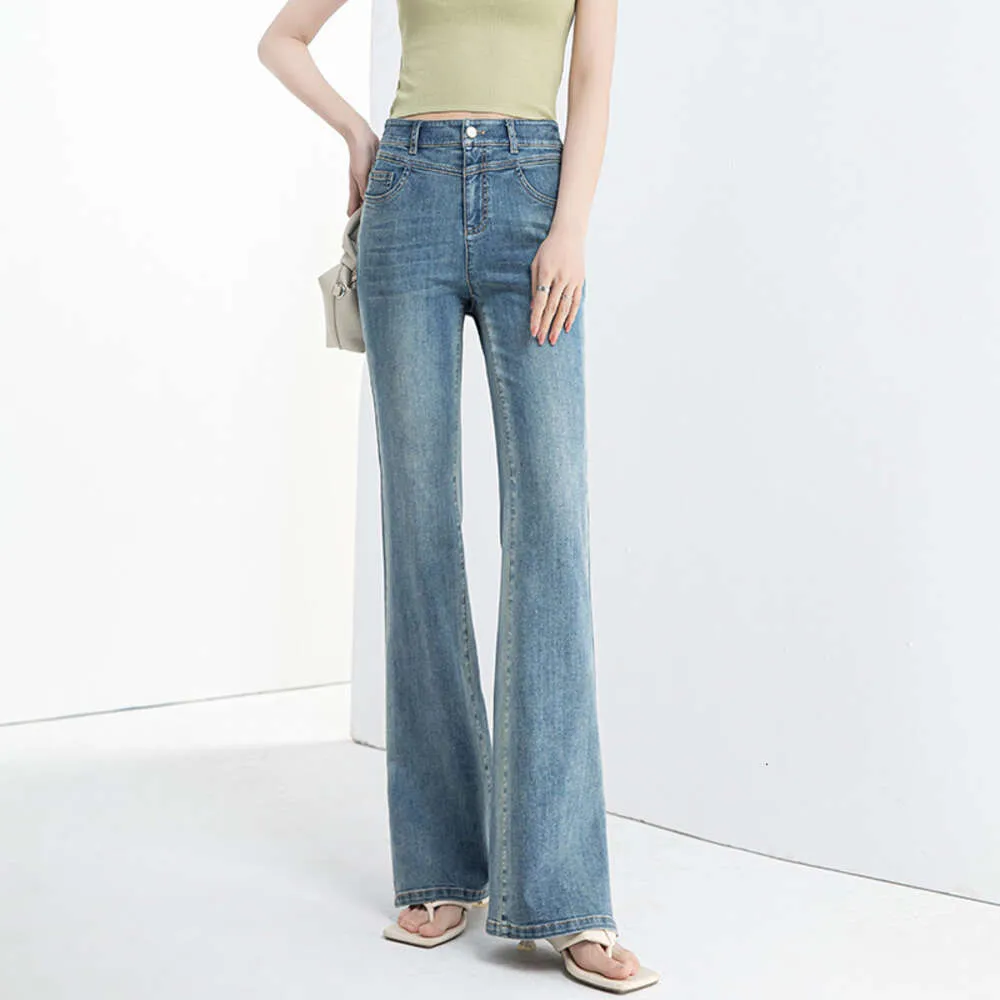 Xin Ge Side Split Micro Fleared Pants for Womens 2024 Summer New Pant Seams Hand Rub White Slim and Elegant Jeans