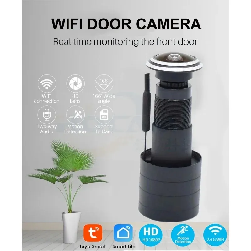 2024 فتح ثقب العيون الأمن 1080p HD 1.7 ملم عدسة واسعة الزاوية فيش الشبكة CCTV Mini Peaphole Door WiFi Camera P2P OnVif2. لكاميرا CCTV زاوية واسعة