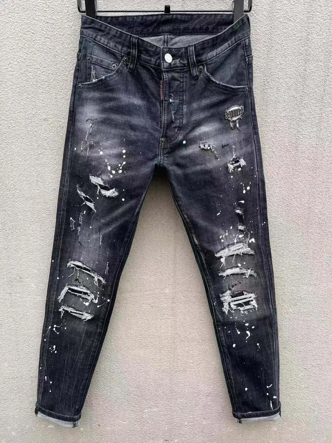 Designer jeans maschile maschile maschile slim fit motociclecolo pantaloni in jeans pannelli pannelli pannelli hip hop pantaloni