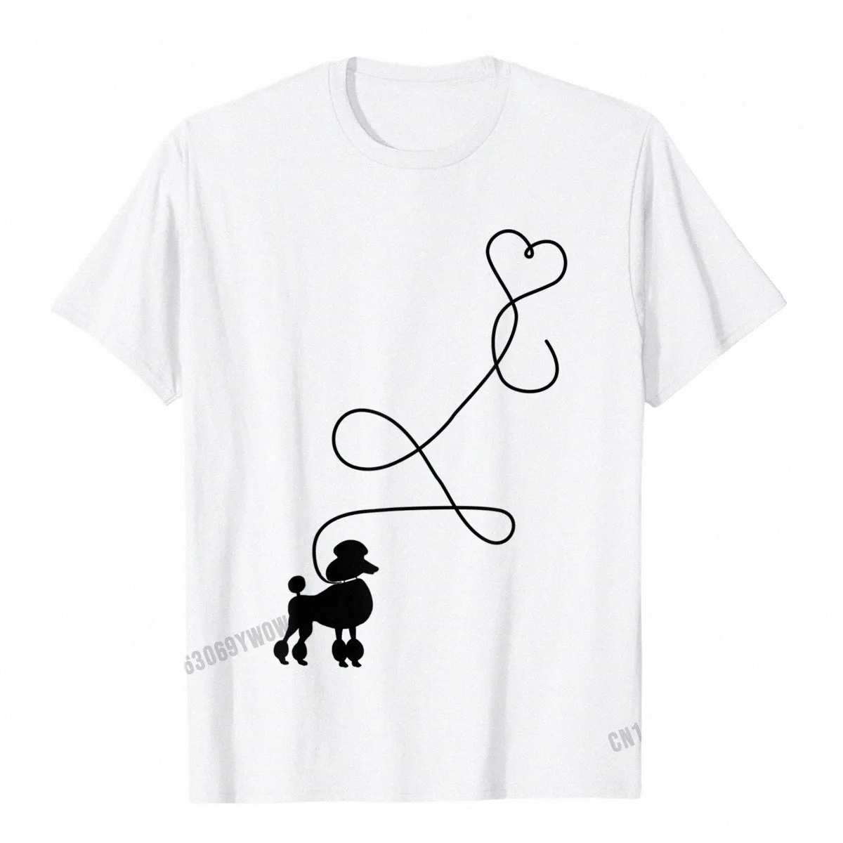 Jaren 1950 Sok Hop Kostuum T-shirt - Hond Schattige Poedel Hart Camisas Mannen Klassieke Normale Tops Tees Modieuze Cott Mannen T-shirts A7vD #