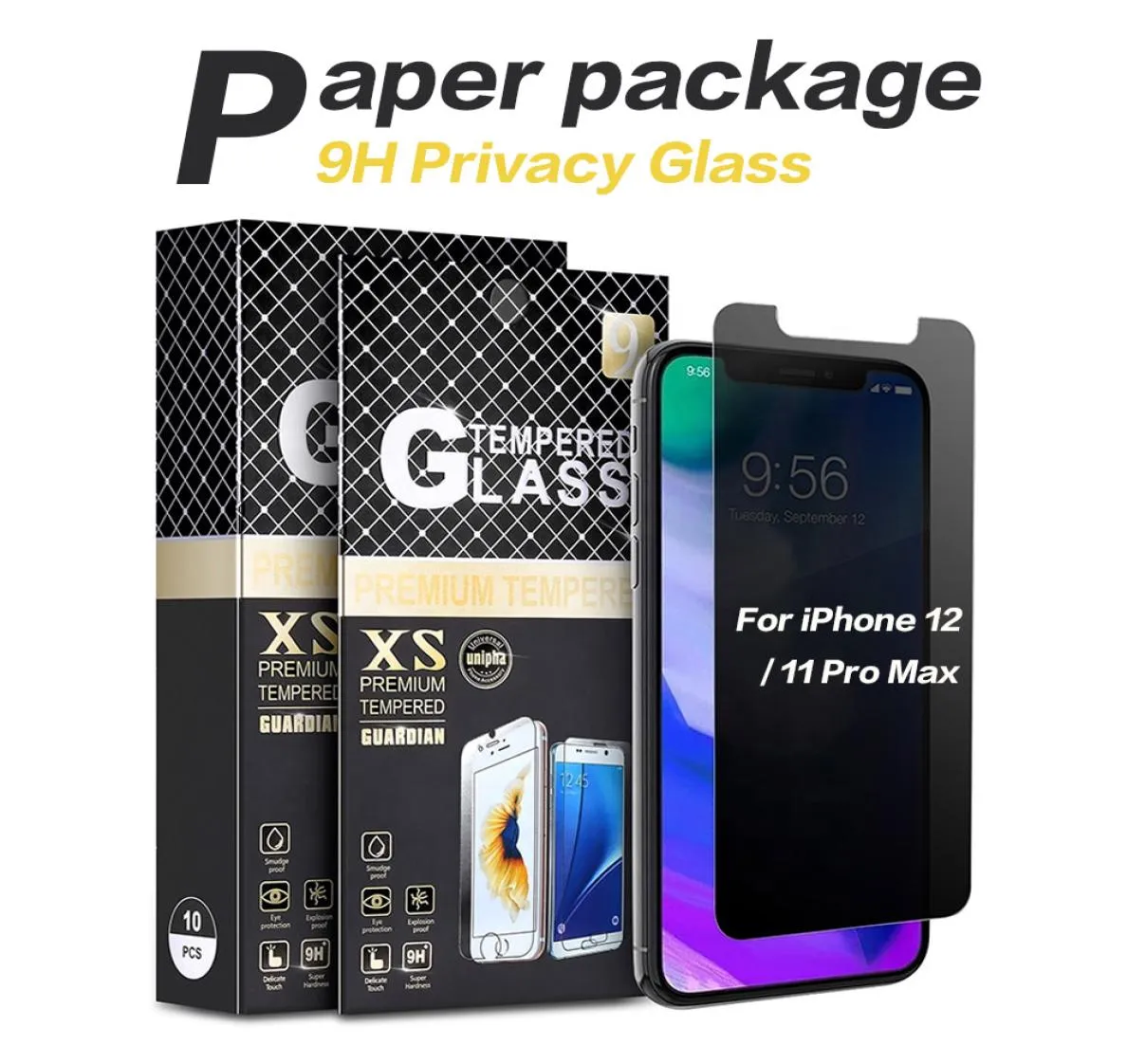 Sekretess härdat glas för iPhone 12 mini 11 pro xs max x xr 7 8 plus skärmskydd för samsung j76856136
