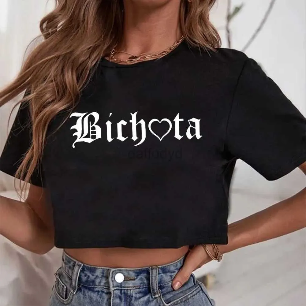 Kvinnors tankar Camis Bichota Crop Top Bichota T-shirt Karol G Crop Top Fan Gift Girl O-Neck kortärmad avslappnad enkel kvinnors skjorta 24326