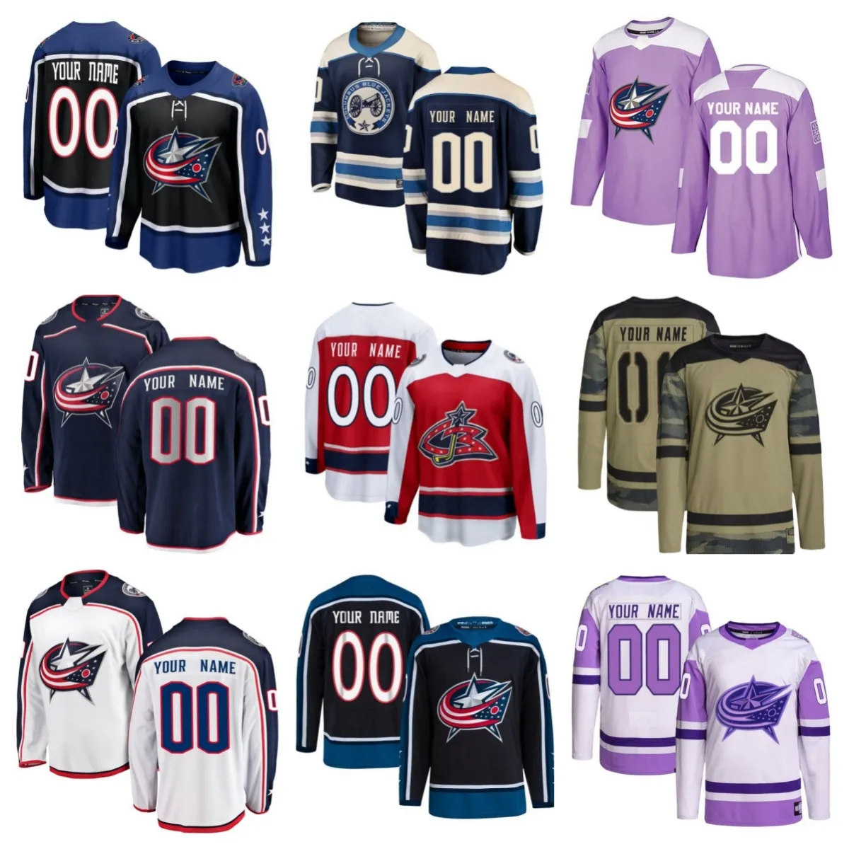 Hockeyshirts Adam Fantilli Heren Dames Jeugd Johnny Gaudreau Elvis Merzlikins Boone Jenner Erik Gudbranson Jake Bean Zach Werenski Kirill Marchenko