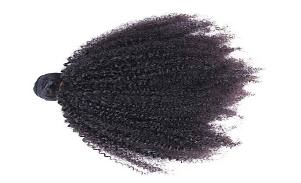 Mongol afro kinky encaracolado cabelo virgem tecer 100 pacotes de cabelo remy humano não processado 1030quot cor natural cabelo de trama dupla e8849480