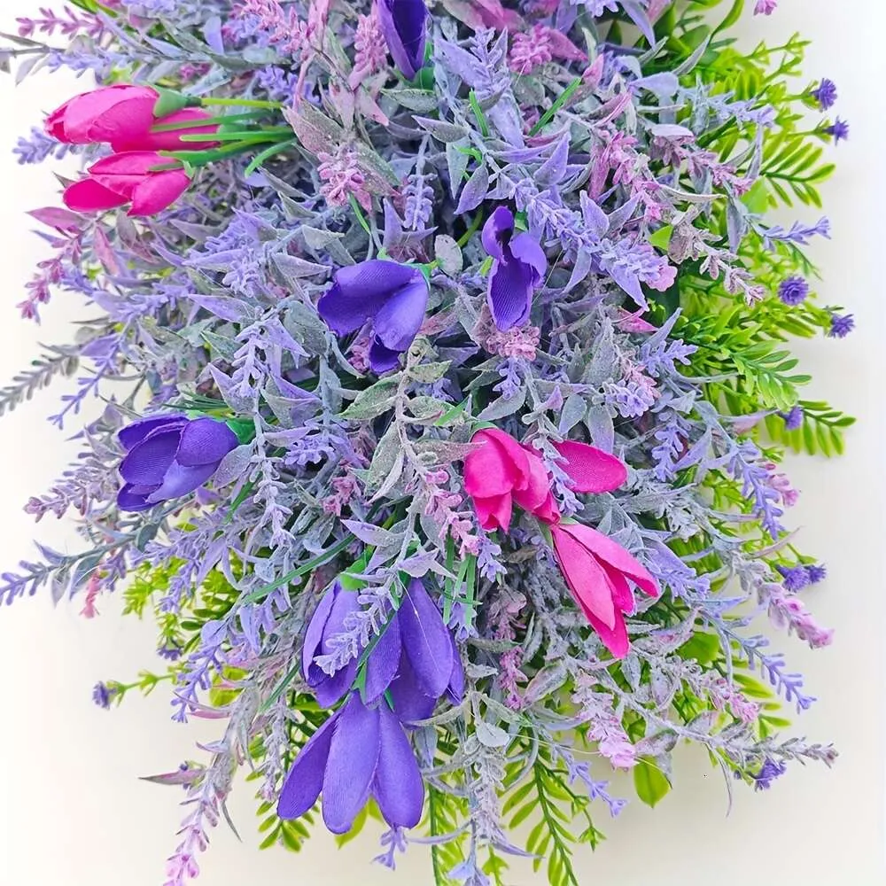 1 unidade, árvore de guirlanda de flor de arco de borboleta de simulação de primavera, decoração de suspensão de porta de pátio ao ar livre, decoração de casa perfeita e presente de feriado, roxo de 19 polegadas