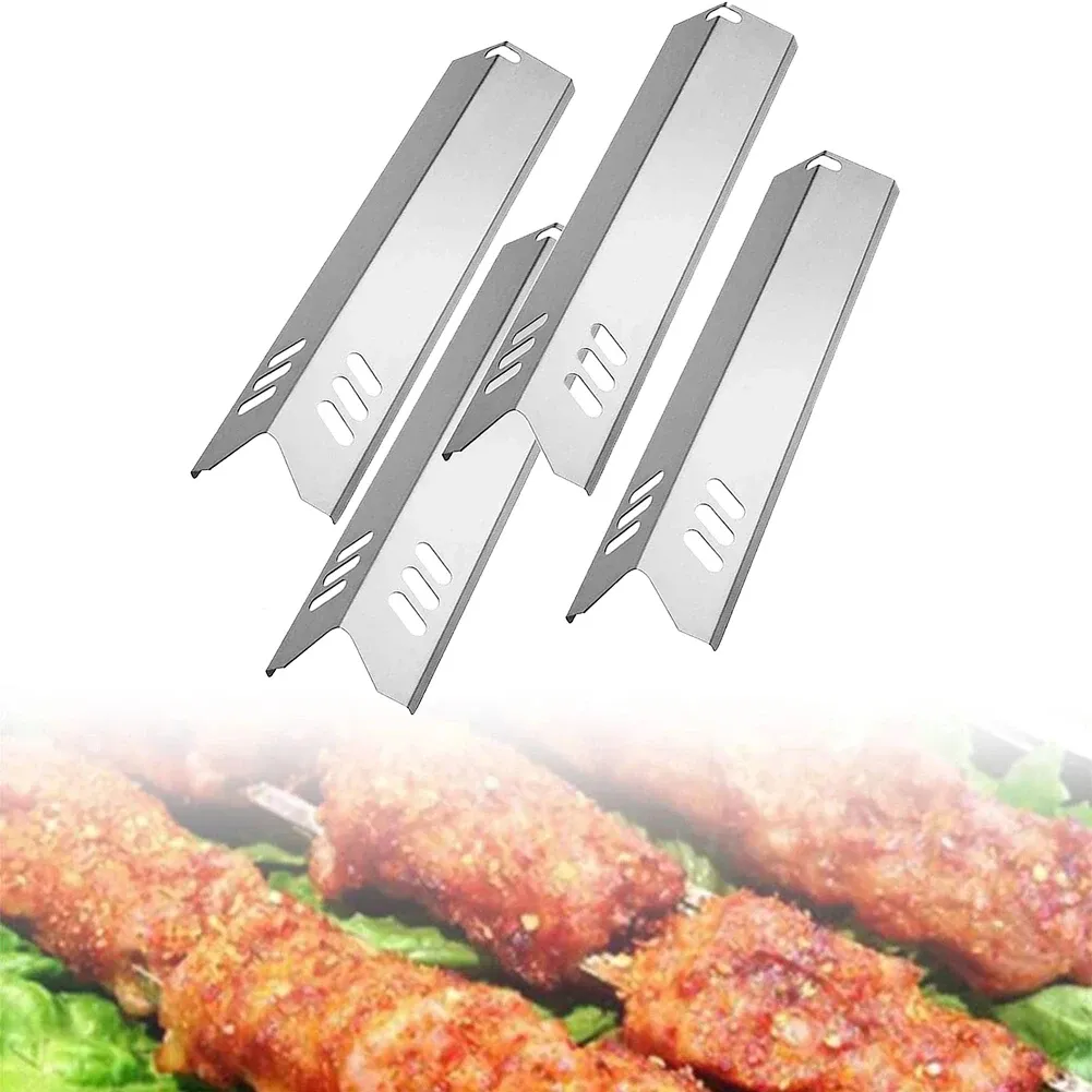 Turners 4Pcs Plaque Chauffante en Acier Inoxydable Couverture de Brûleur Tentes Chauffantes pour Barbecue Grill à Gaz Bar Outils de Barbecue en Plein Air Pièces de Rechange pour Barbecue