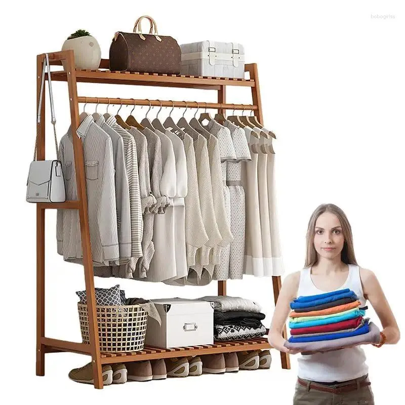 Hangers Floor Clothes Hanger Multi-Layer Standing Clothing Rack Shoes Coats Organizing For Living Room Bedroom Cloakroom