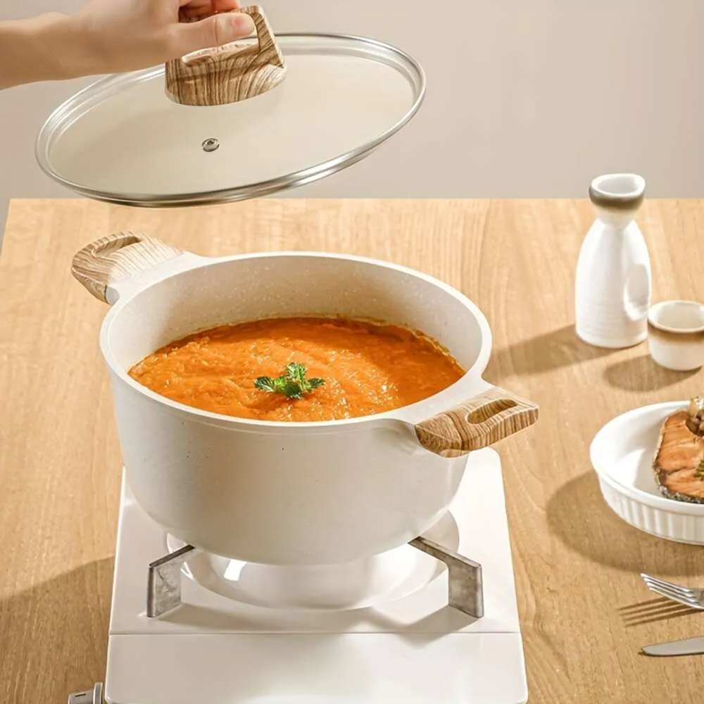 Soupe antiadhésive avec cuiseur vapeur, marmite polyvalente, cuisinière à gaz et cuisinière à Induction, ustensiles de cuisine pour des repas sains, 1/3 pièces