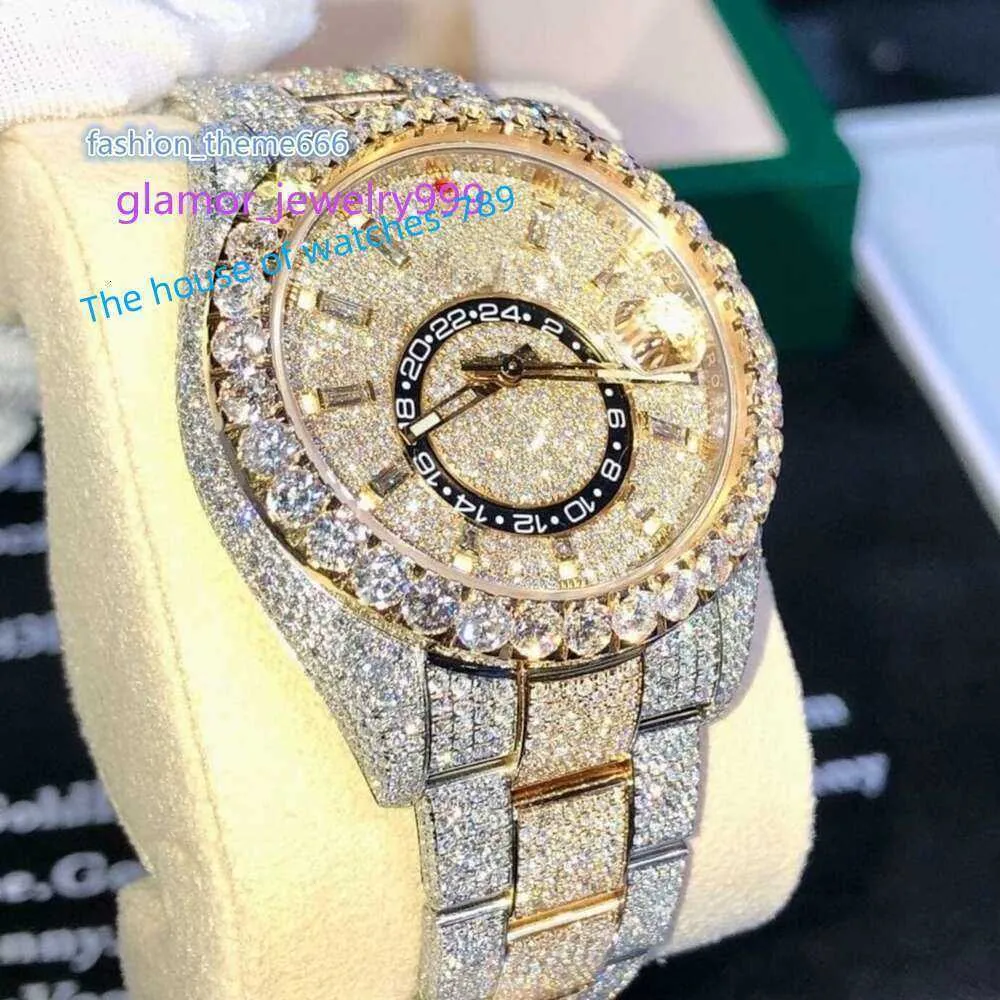 Fábrica personalizada passar teste de diamante congelado luxo vvs moissanite diamante relógio feminino hip hop relógios cheios de diamantes