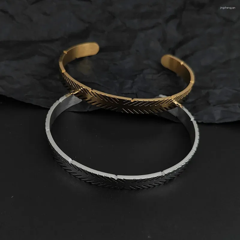 Bracciale rigido in acciaio inossidabile con polsini aperti Braccialetti con orecchio di grano placcato in oro per donna Uomo Regalo di gioielli di moda di lusso di alta qualità