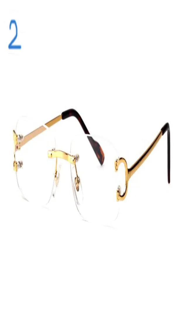 France Brand Gold Plated Rimless Frames Buffalo Horn Glass Clear Lens Vintage Solglasögon Optiska glasögon för män Kvinnor 5 Style9832248
