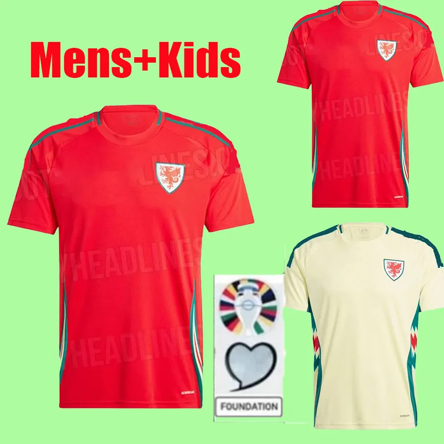 Wales Club Conjuntos Completos Jersey 2024 Home Red Allen Bale Ramsey Camisa Nacional James Wilson Brooks Giggs Away 24 25 Uniforme de Futebol Galês