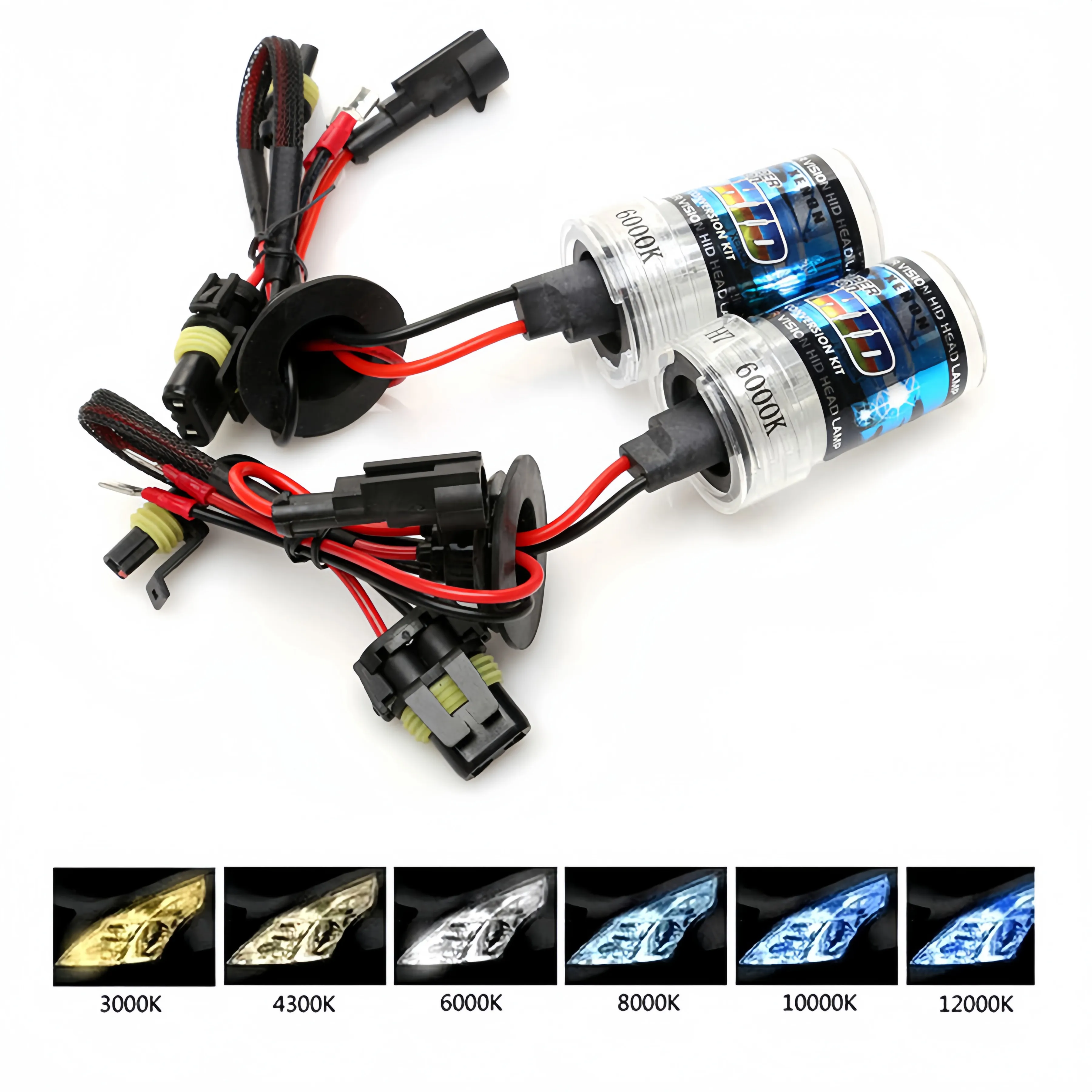 Pair Of 35W/55W 10000K Xenon HID Bulbs - Bright Blue High Beam For HB3/9005 Sockets