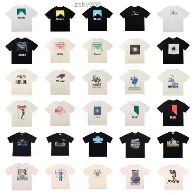 RH Designers Herren-T-Shirts mit Rhude-Stickerei für den Sommer, Herren-Poloshirt mit Buchstaben, Damen-T-Shirts, Kleidung, kurzärmelig, große Übergröße, T-Shirts aus 100 % Baumwolle, Größe S-XL, Rhde