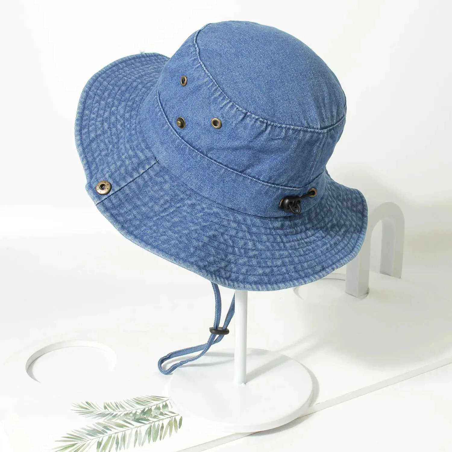 Chapéu de pescador adulto feminino, chapéu de balde jeans de verão, chapéu de sol azul, aba larga, hip-hop, gorros, casal, chapéu de balde jeansC24326