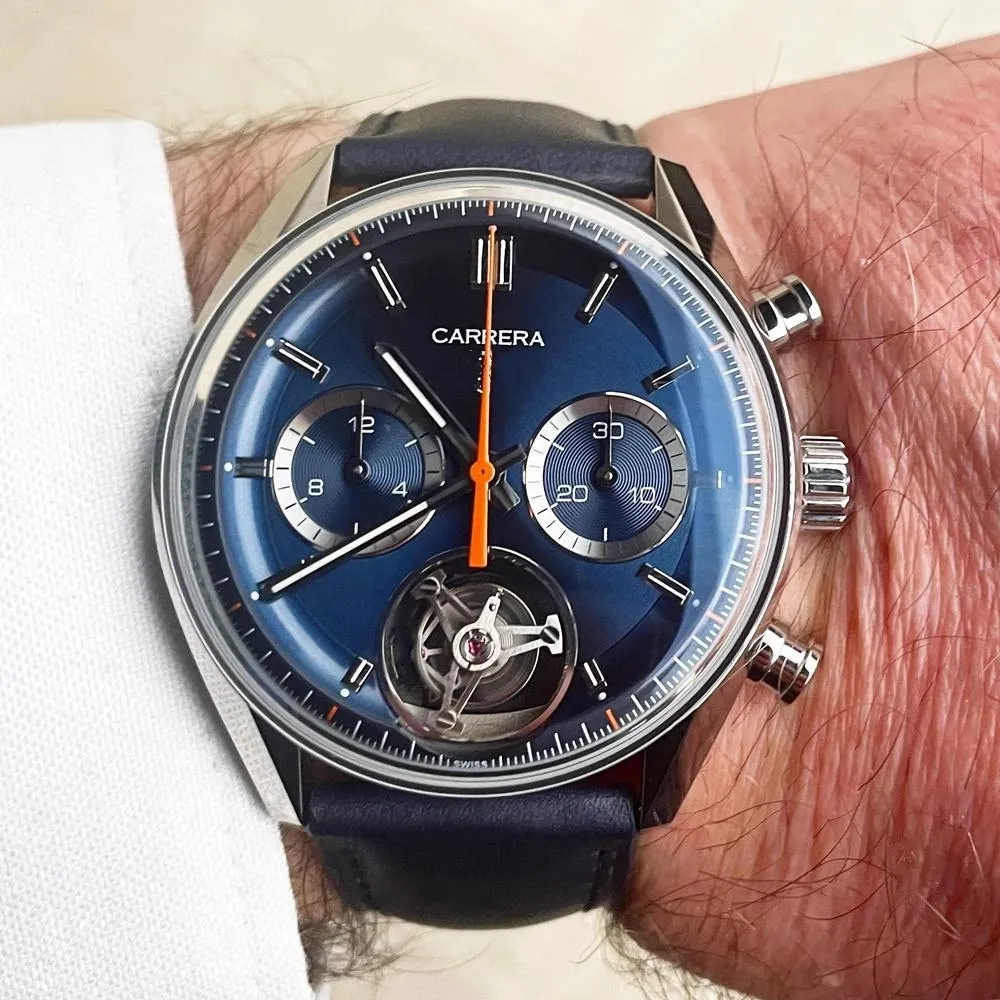 Oryginalny Carrera Luxury Mens Watch Chronograph Tourbillon zegarek wysokiej jakości designerski zegarek z pudełkiem Orologio di Lusso Dhgate New