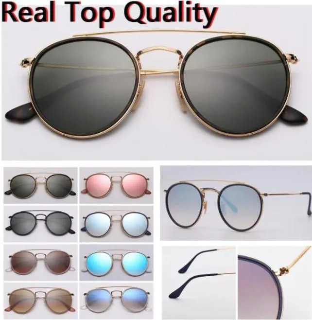 3647 Damen-Sonnenbrille, rundes Double Bridge-Modell, echte Damen-Herren-Sonnenbrille von höchster Qualität mit schwarzem oder braunem Lederetui und alle 2933890