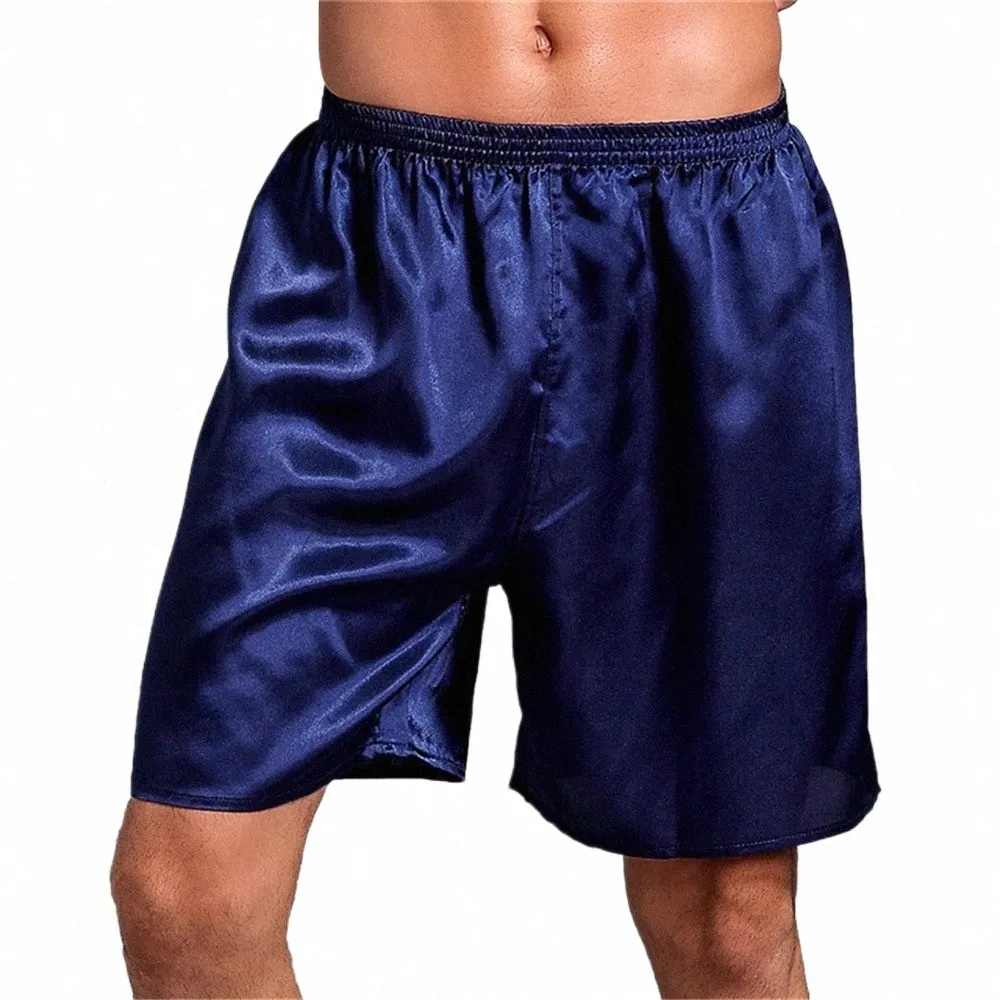 Verão shorts curtos homens roupa interior solto cetim seda pijama homme sono bottoms macio boxer pijama pijamas cuecas z69b #