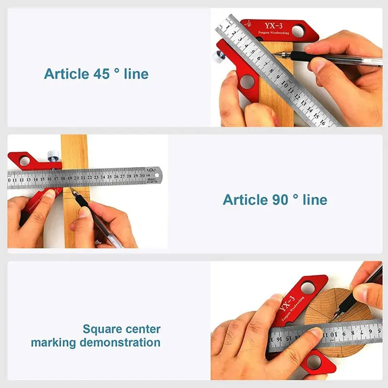 Center Finding Ruler Cm Center Finder Multifunction XY Ruler 45°/90° Circle Center Marking ...