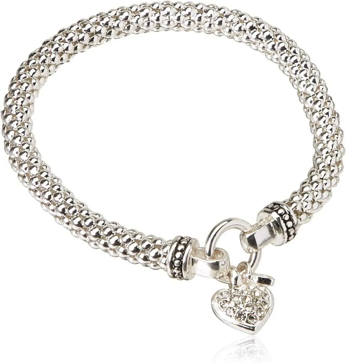 Bracciale elasticizzato a forma di cuore con pavé di cristalli color argento da donna NINE WEST