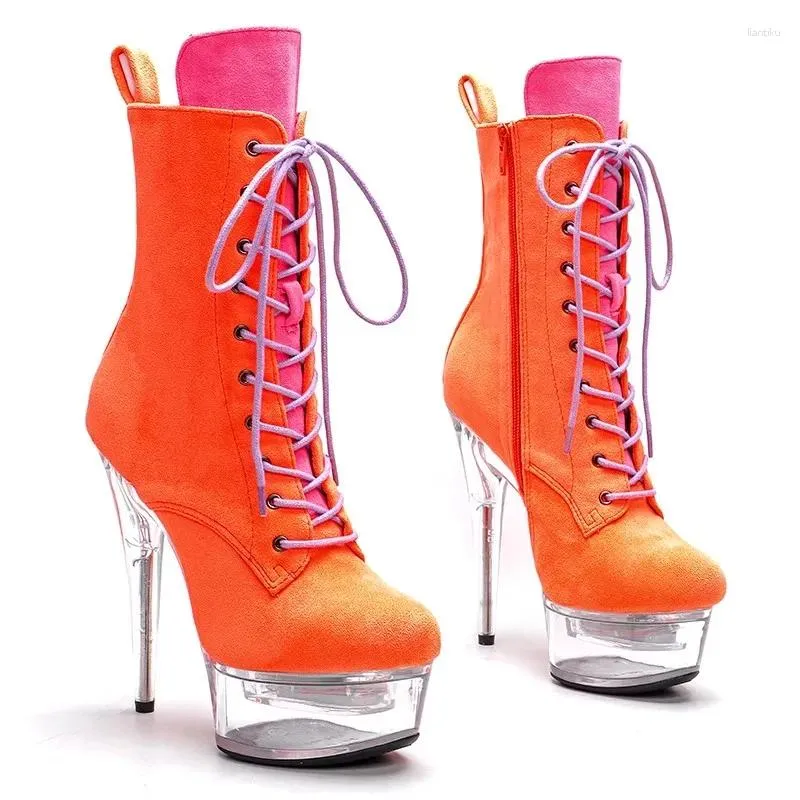 Dance Shoes Women 15CM/6inches PU Upper Plating Platform Sexy High Heels Ankle Boots Pole 15-034