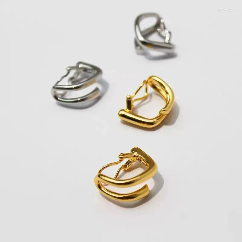 Backs Earrings Trendy Silver Gold Color Clip Geometric Fold Lines For Women Girl Gift Fashion Jewelry Dropship Wholesale