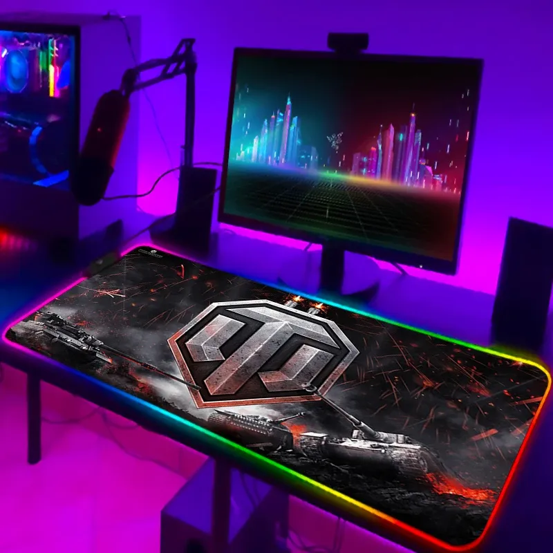 Pads mousepad anime world of tanks rgb pc gamer mouse gaming pad luminous with wire desk carpet deskpad لوحة مفاتيح كمبيوتر محمول.