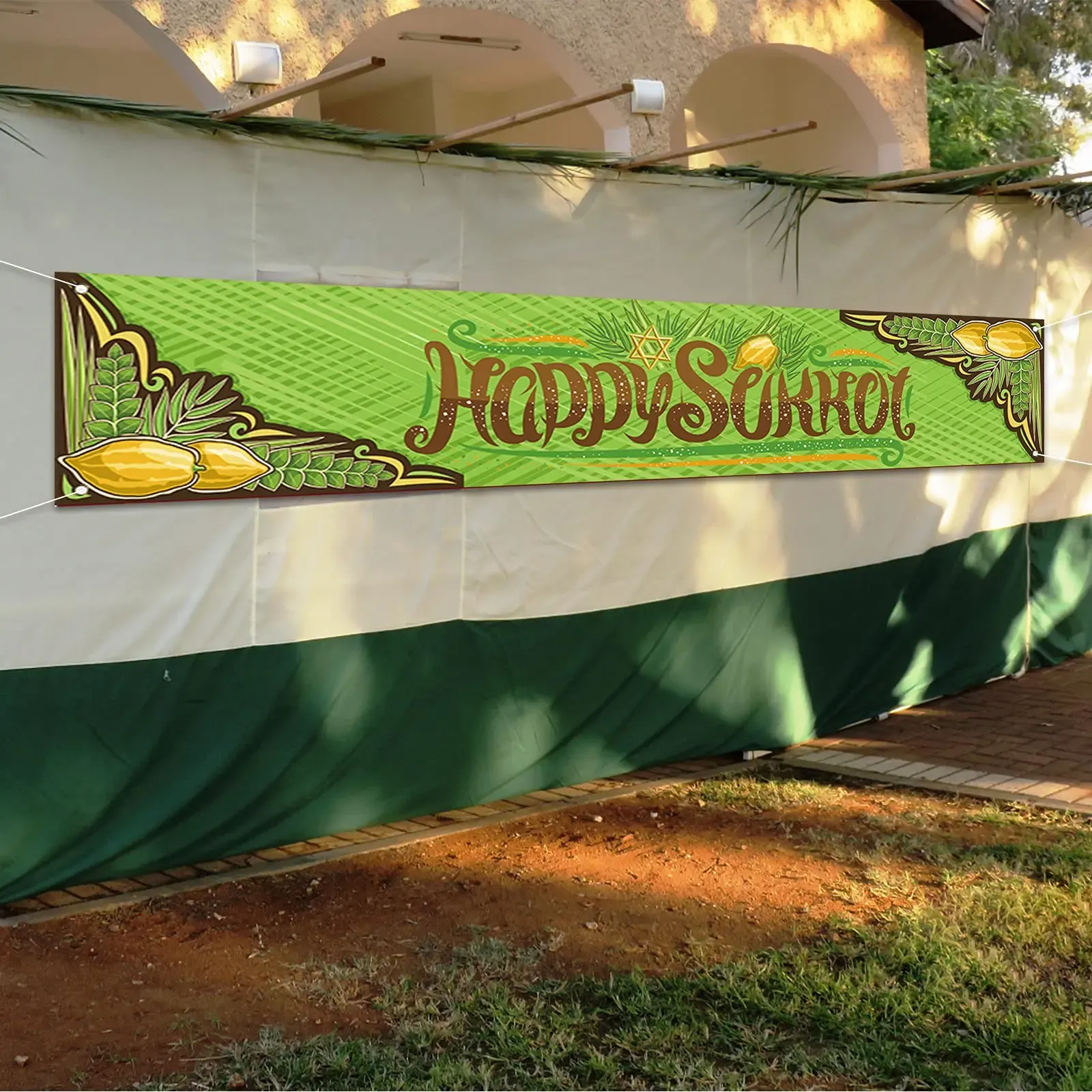 Acessórios feliz sukkot banner para quintal gramado cerca decoração israel sukkah celebração do feriado judaico festival decoração ao ar livre fonte de festa