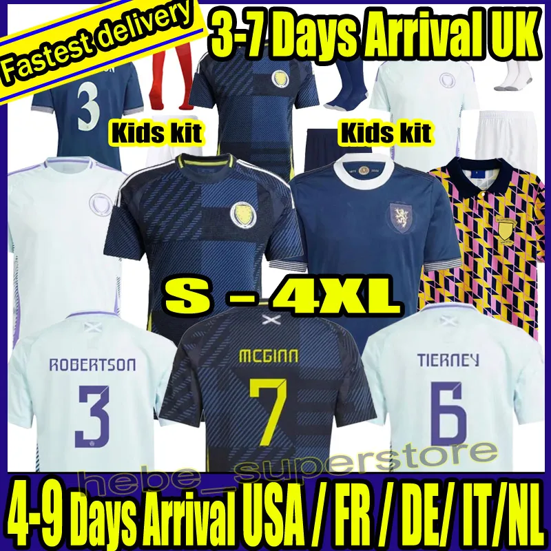 S-4XL 2024 Escócia Euro Cup Futebol Jerseys MCGINN TIERNEY McTominay Camisa de futebol 24 25 McGREGOR Kids Kit ROBERTSON 150º aniversário e camisa retrô 88 89 92 93 94 96