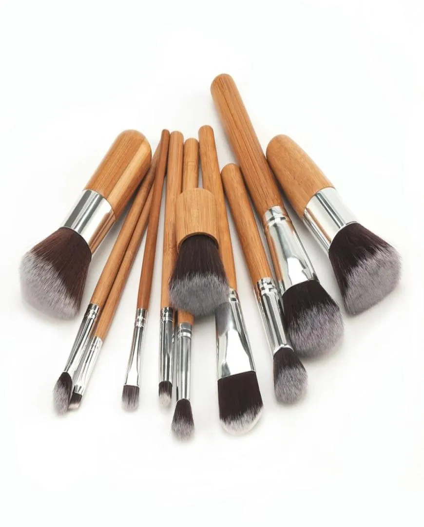 Säljer 1Set Natural Bamboo Handle Face Makeup Brushes Foundation Blusher Powder Brush Tools With Bag3039334