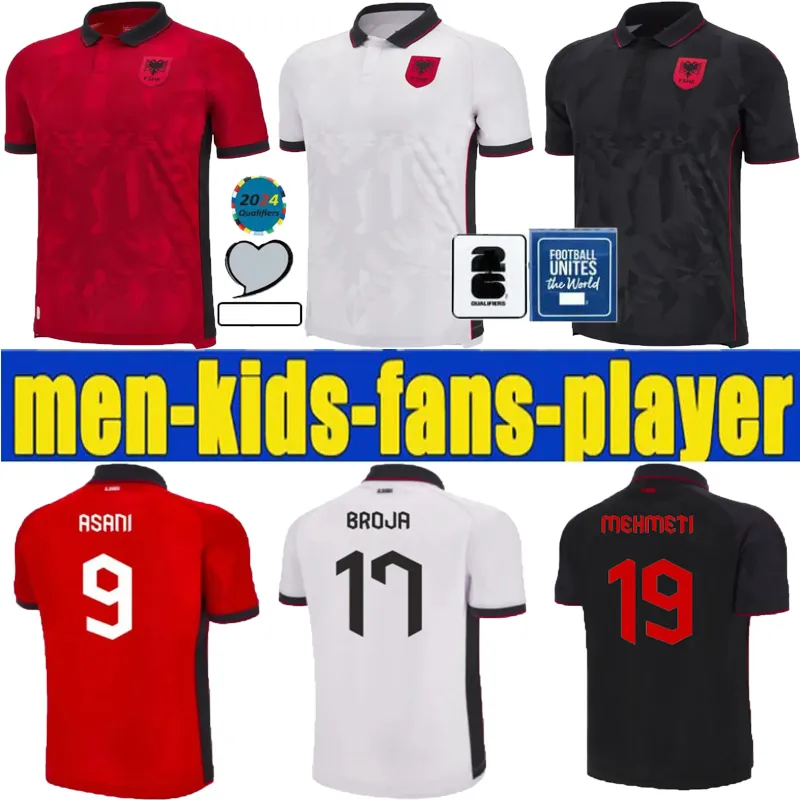 23 24 Albanien Fußballtrikots Nationalmannschaft Kristjan Asllani Marash 2023 2024 Euro Home Away Third Kumbulla Myrto Uzuni Nedim Bajrami neue Sport-Kinder-Fußballtrikots