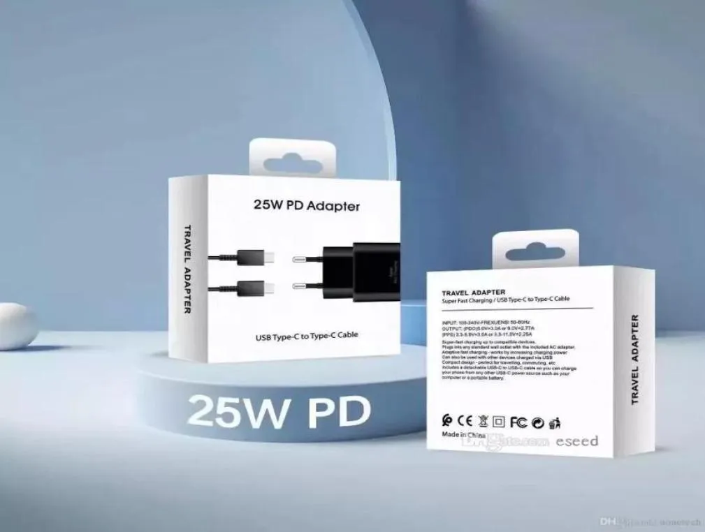 Caricatore di adattatori a parete da 25 W con cavo di tipo C per Samsung Super Fast Charging Adapter US Plug US con scatola di imballaggio2350753