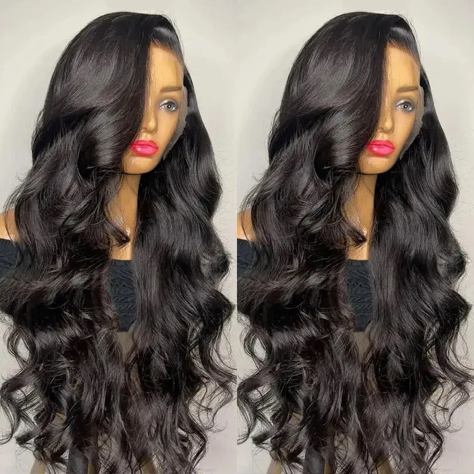 Perruque Lace Frontal Wig brésilienne naturelle Body Wave, cheveux naturels, baby hair, 30 40 pouces, 13x4 13x6, Transparent, 250%, 4x4, pour femmes