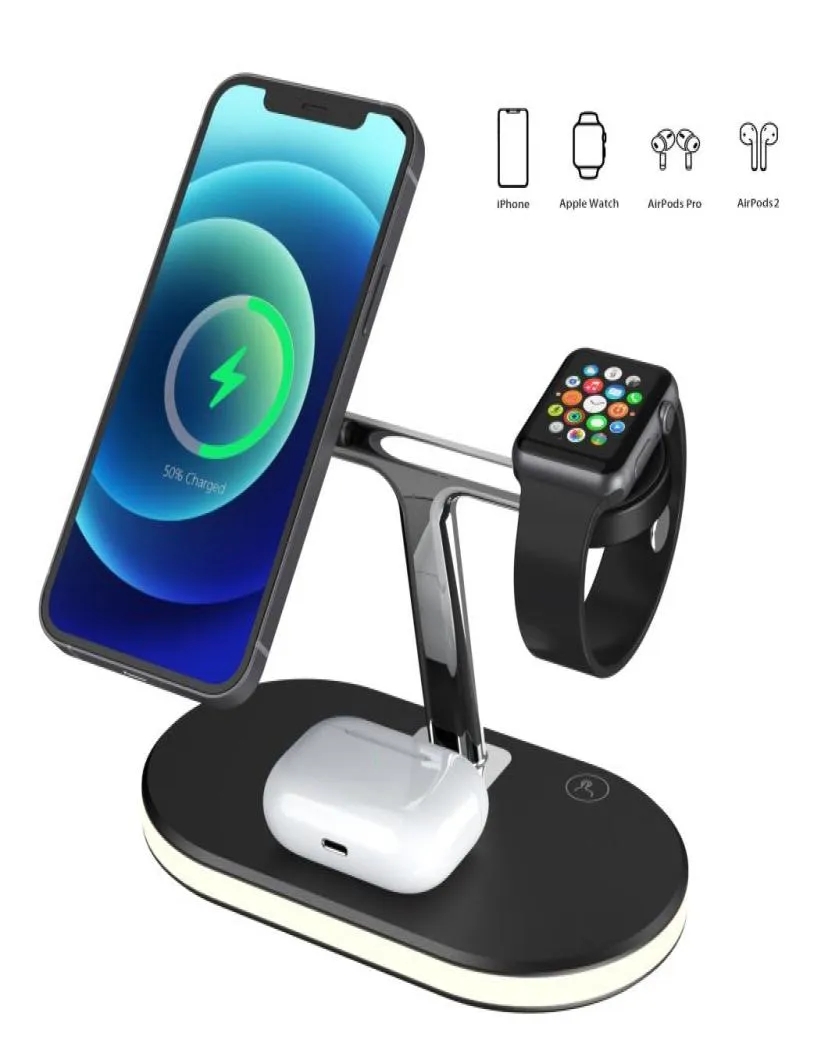 3 w 1 15W Magnetyczna ładowarka bezprzewodowa na iPhone 12 Pro Max 11 XR Apple Watch 6 SE 5 Airpods Magnetics Desktop Stacja ładowania FAS5149101