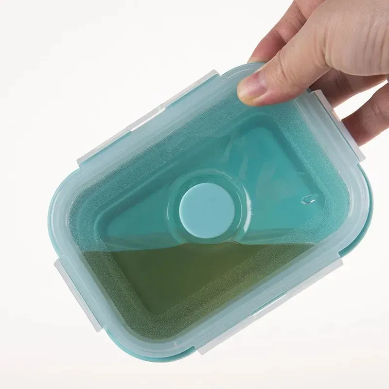 Силиконовая складка Bento Box складываемая портативная ланч -коробка для пищевого столового посуда продуктовый контейнер для ланч -бокса на столовую посуду