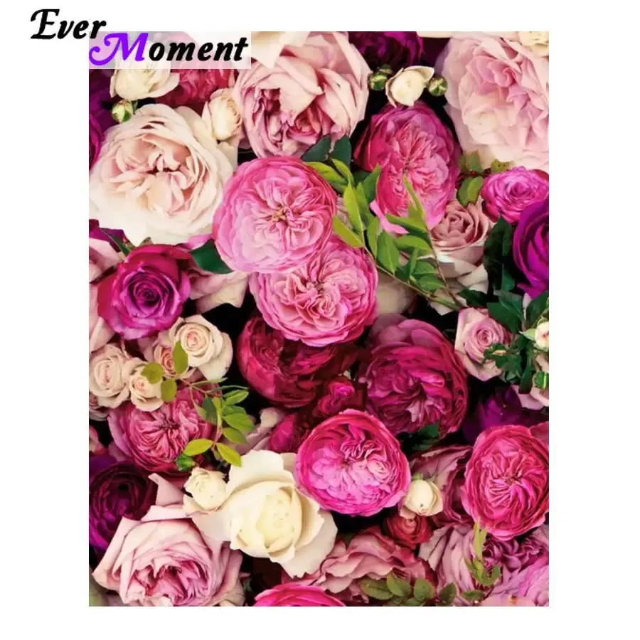 Stitch Ever Moment Mooie Diamond Painting Kits Roze bloemen Diamantkunst Volledig vierkante boor Diamant borduurwerk Diy Craft ASF969