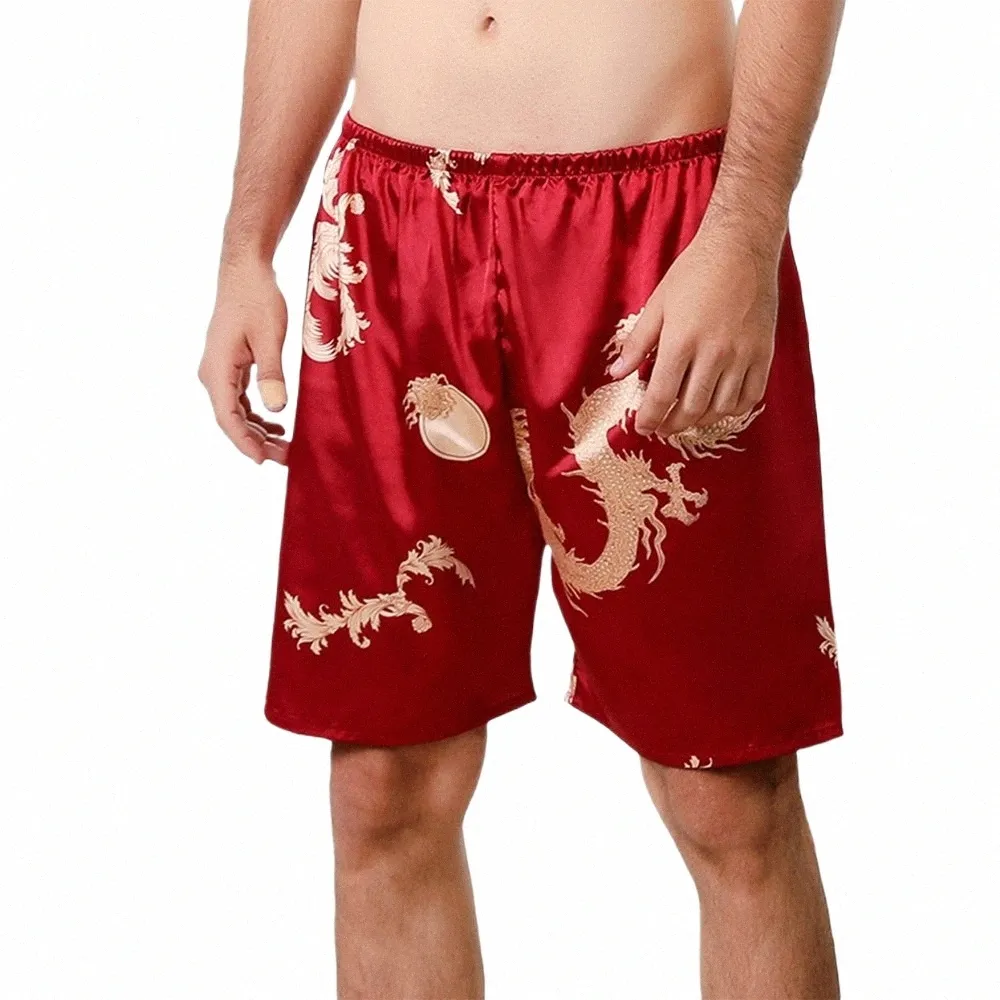 Nowy lato seksowne imitati jedwabne spodnie Pajama wygodne męskie sleep Bottoms Home Beach Party Shorts Pejamas Sgwt1 D5zo#