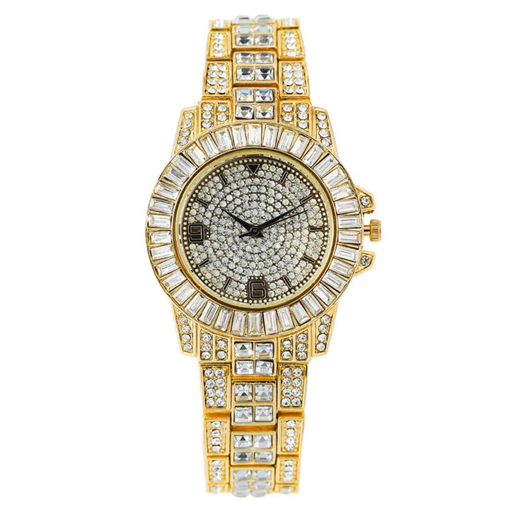 패션 상감 전체 다이아몬드 여성 석영 시계 손목 시계