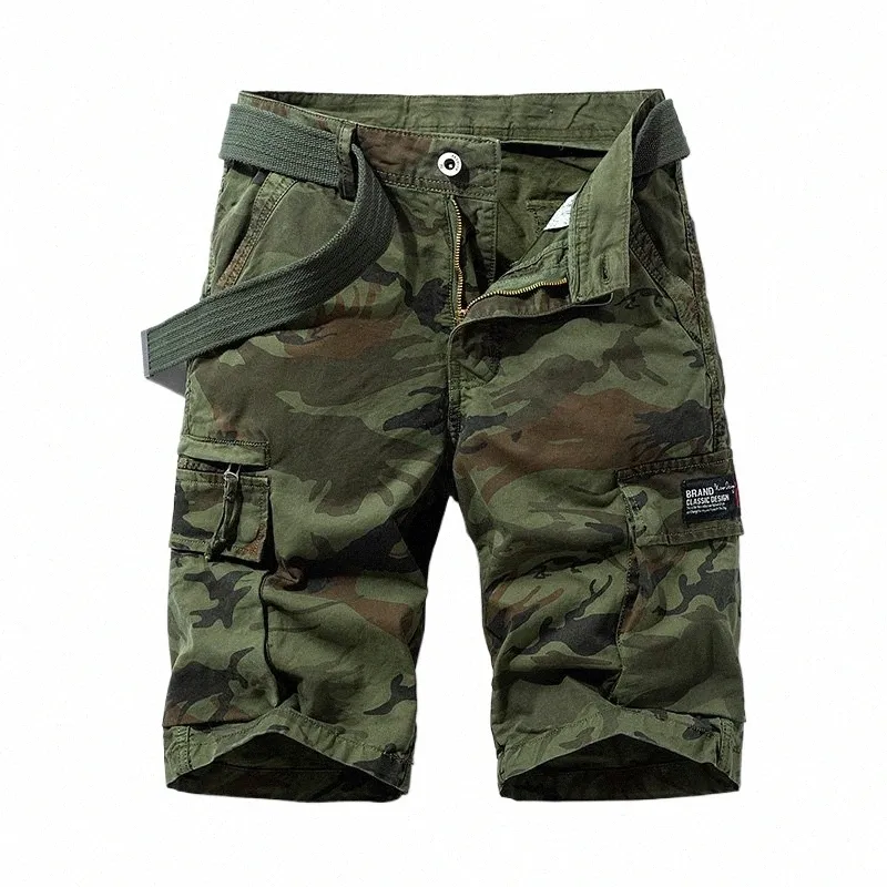 Verão masculino casual carga shorts camuflagem padrão em linha reta casual calças curtas 95% cott crock shorts roupas de marca 79FU #