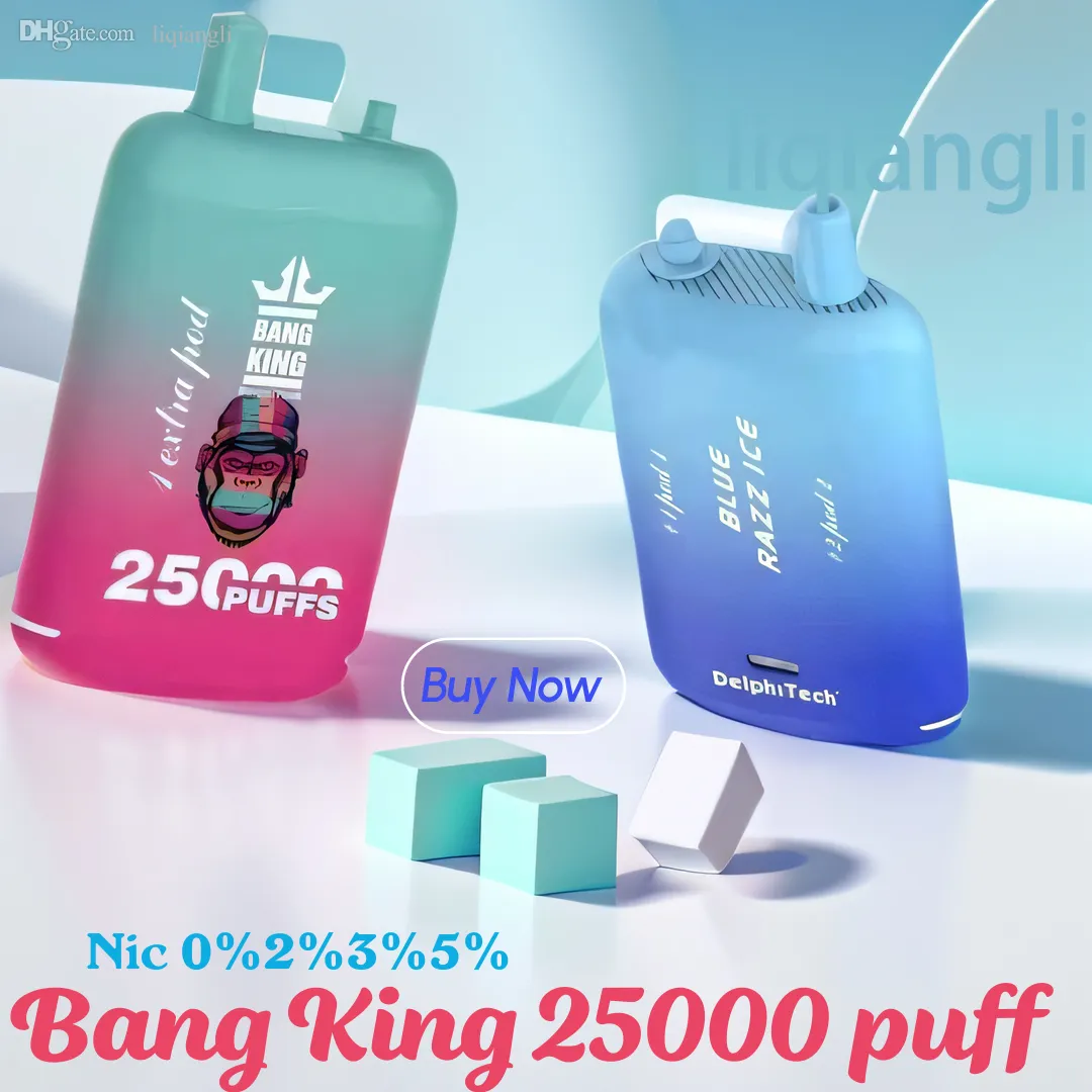 Big Puff Bang King 25000 Puff Disponível Vape recarregável e cigarros 25k bobina de malha de sopro 23ml*2 e-líquido Puff 25k Vaper 0%2%3%5%Cigarro eletrônico descartável