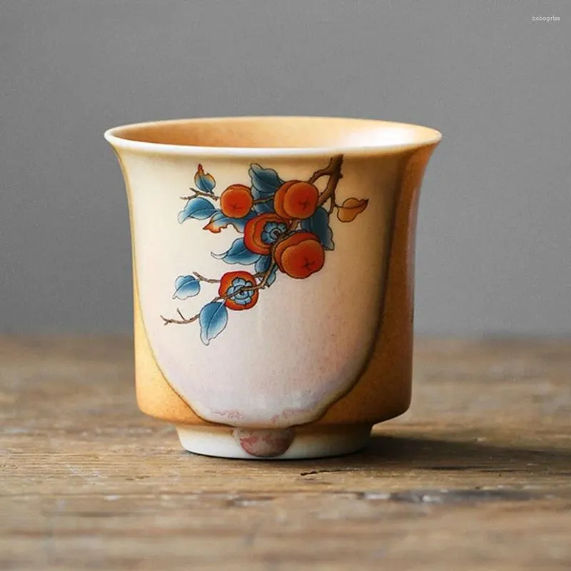 Чашки блюдцы 120 мл антикварная содовая глазурь Керамическая чашка творческая грубая керамика Мастер чашка крупная кружка для хурмы Японская чайная подарки