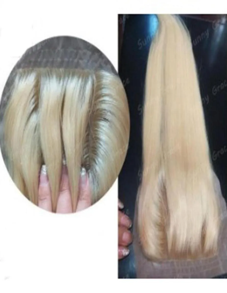 My Queen 613 Blonde Silk Base Closure 44 Frontal Silk Top Prosty zamknięcie z włosami dla dzieci 2629568574785