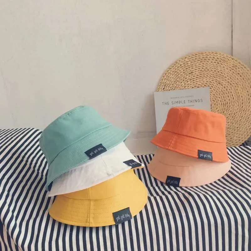 e Nuovo cappello da pescatore per bambini in tinta unita 2-3-4-5 anni per ragazzi e ragazze Cappello da sole per esterno Panama Beach Cappello da bacino per bambiniC24326