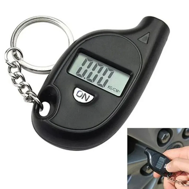 Mini Keychain Style Tire Gauge Digital Lcd Display Car Tire Air Pressure Tester Meter Auto Car Motorcycle Tire Safety Alarm New