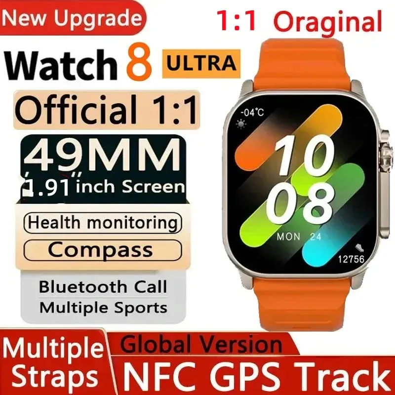 2024 New Watch 8 Ultra Smart Watch 49mm NFC Men Women GPS Track Bluetooth Call Bt Music Games Wireless Charging Smartwatch