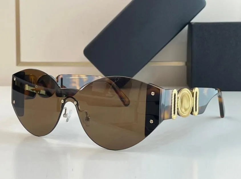 Mode witte zonnebril voor dames heren designer polariseren tinten frames bedekt randloze schildvorm metalen brilmontuur hoge qual1866395