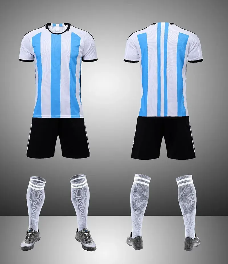 Conjunto de camisa de futebol de verão, uniforme de treinamento de clube universitário, suporte para ventilador, secagem rápida e roupas esportivas adultas macias 240318