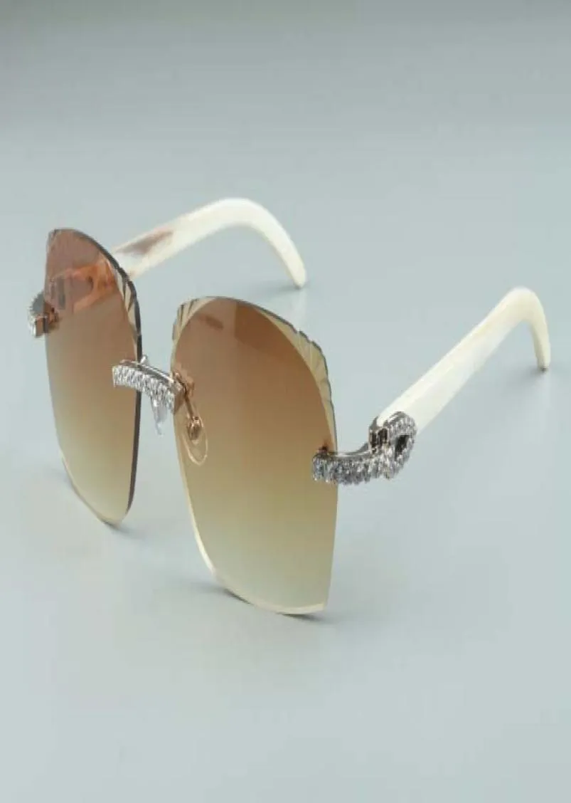 2019 Le plus récent style de diamants design T35240183 lentilles micro-coupantes lunettes de soleil temples en corne de buffle blanc naturel taille de lunettes 189748227