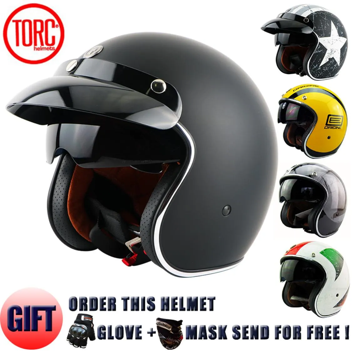 Whole TORC MOTO helmet casco capacetes vintage motorcycle helmets cafe racer helmet scooter torc motorcycle helmet t57 china4286285